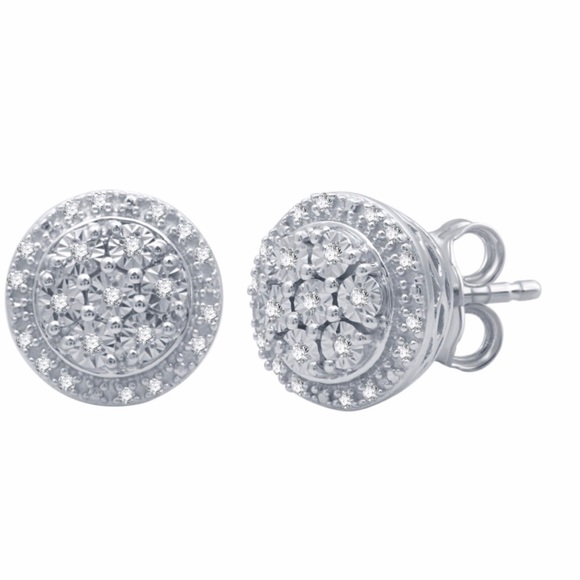 Jewelry - Genuine Diamond Stud Earrings in Sterling Silver